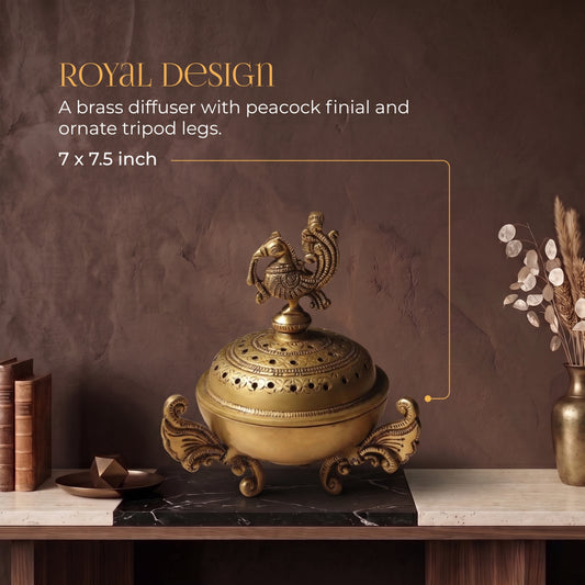 Peacock Aura Handcrafted Brass Aroma Diffuser