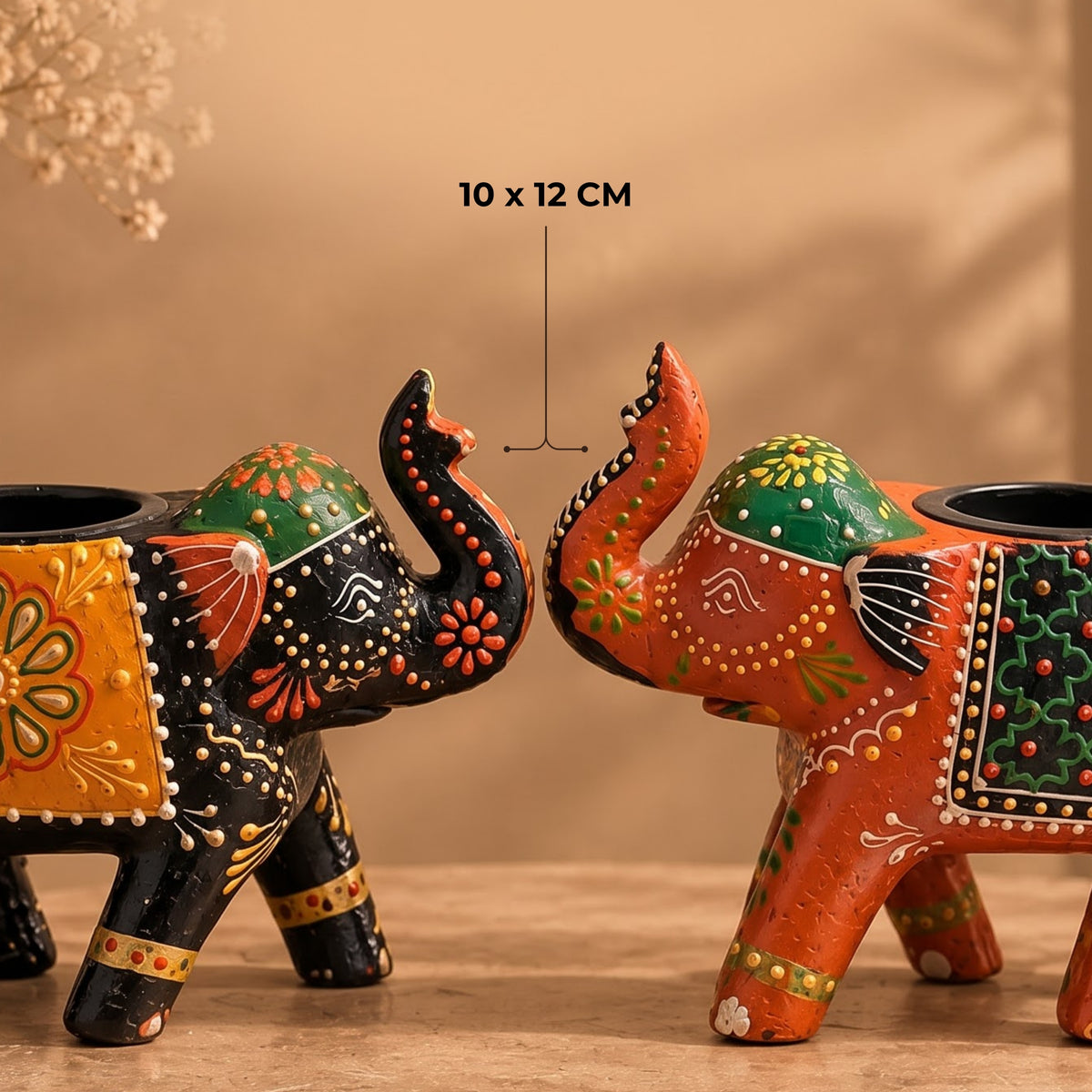 Rajasthani Elephant Diyas [Set of 2]