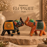 Rajasthani Elephant Diyas [Set of 2]
