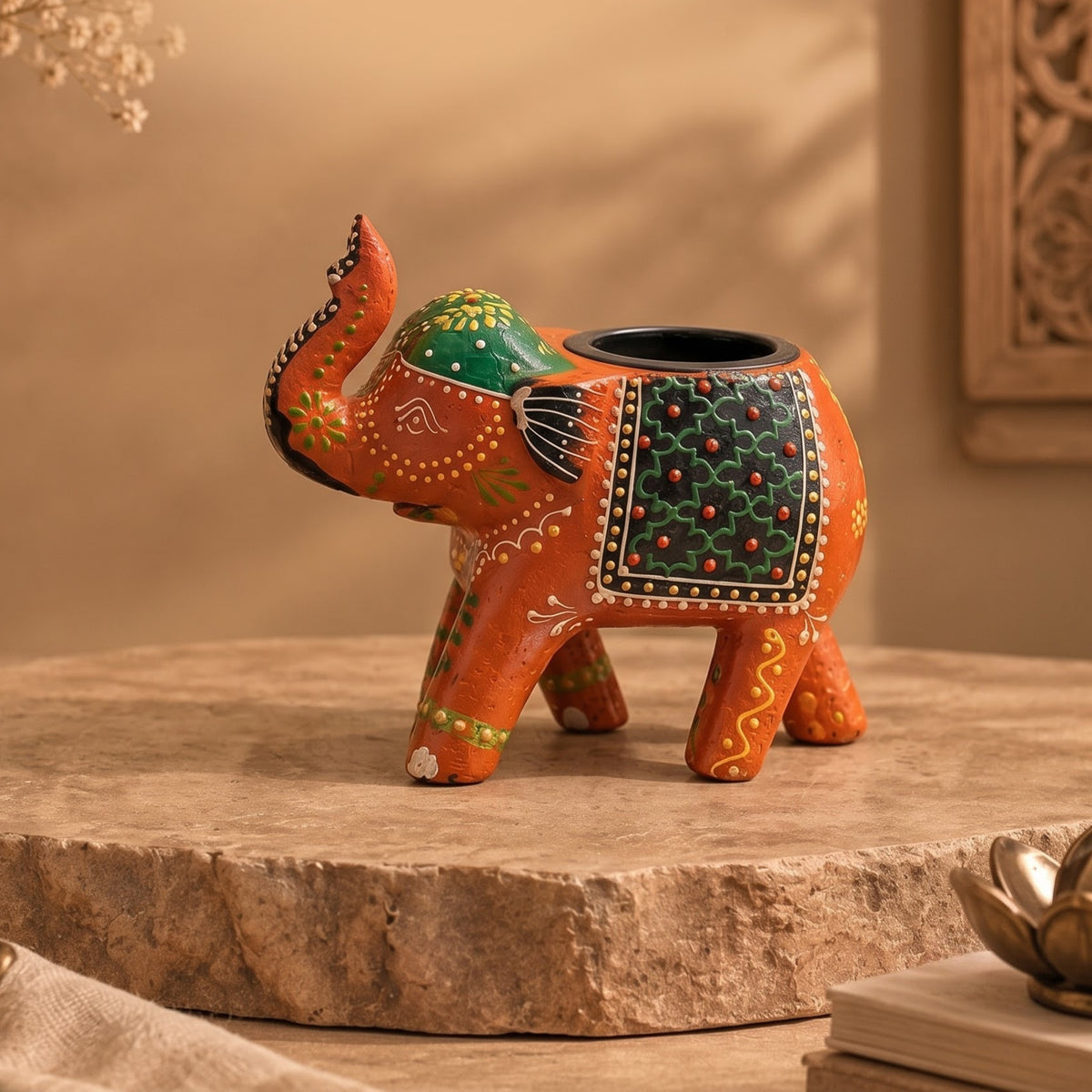 Rajasthani Elephant Diyas [Set of 2]