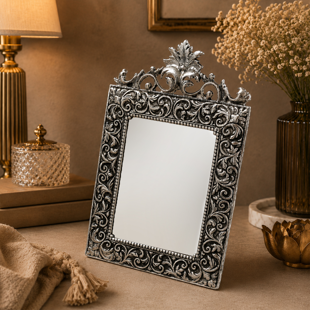 German Silverware Handcrafted Regal Photo Frame | 13×8.5 inch | Premium Blue Velvet Gift Box