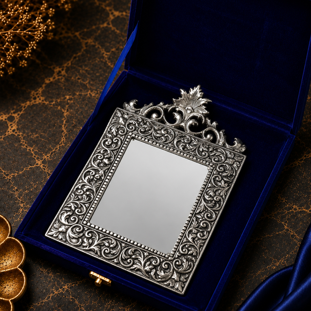 German Silverware Handcrafted Regal Photo Frame | 13×8.5 inch | Premium Blue Velvet Gift Box