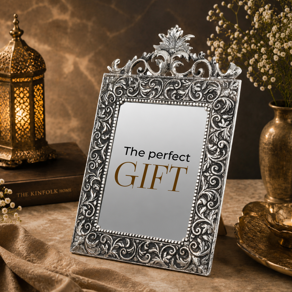 German Silverware Handcrafted Regal Photo Frame | 13×8.5 inch | Premium Blue Velvet Gift Box