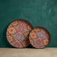 Round Multicoloured Decorative Tray Set (Set of 2)
