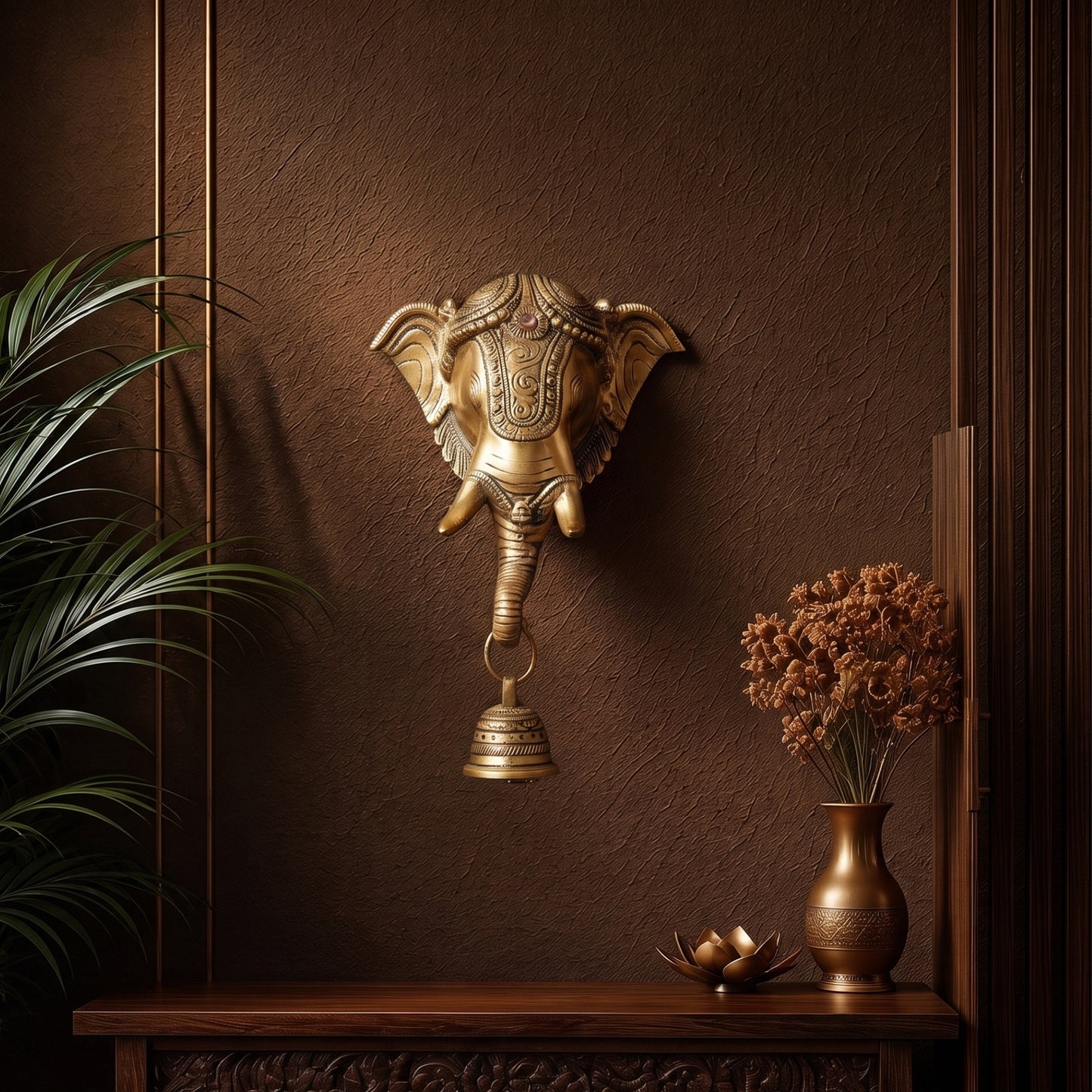 Shubh Ganesha Brass Idol for Wall Decor