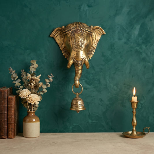 Shubh Ganesha Brass Idol for Wall Decor