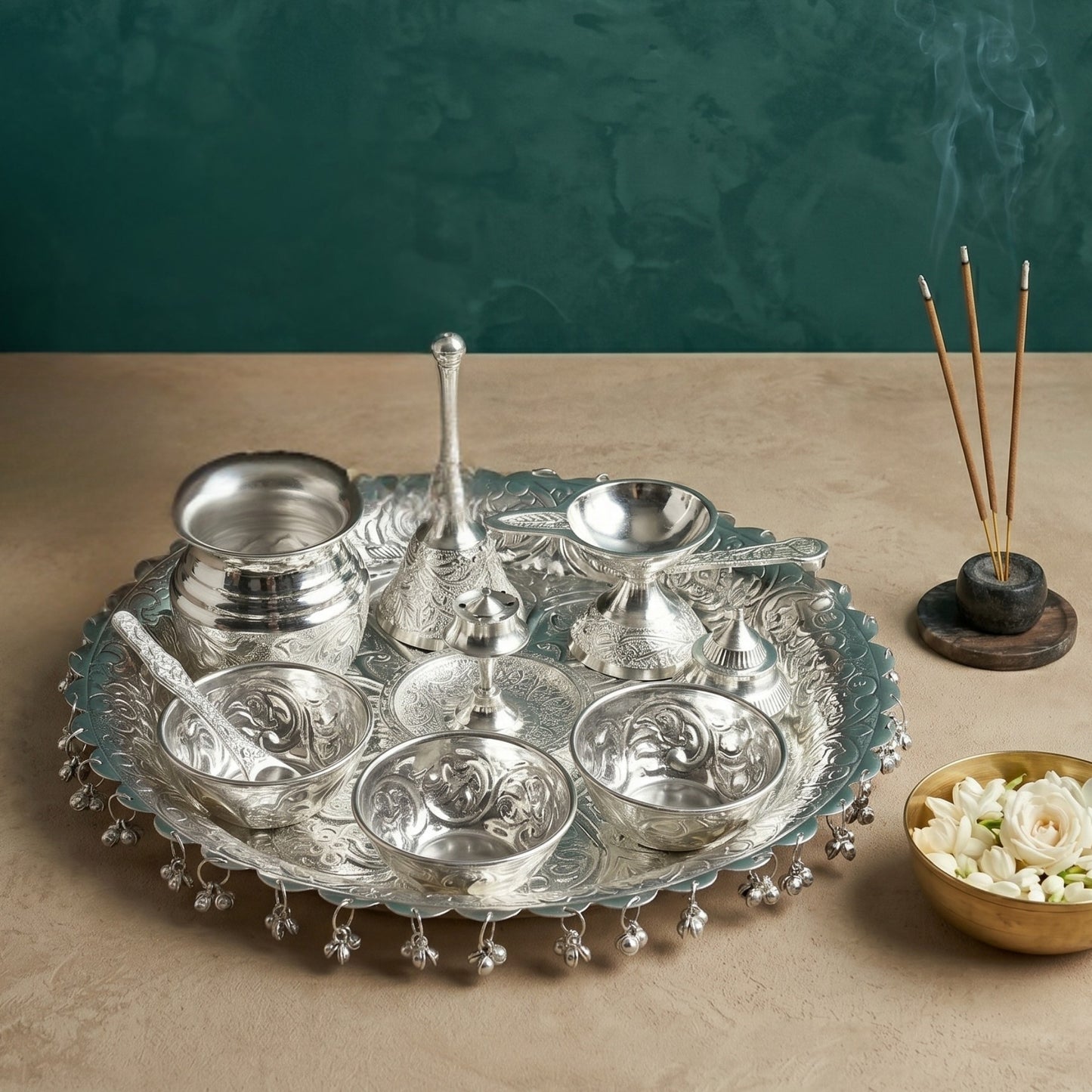 Silver Puja Thali - Auspicious Elegance in Every Ritual