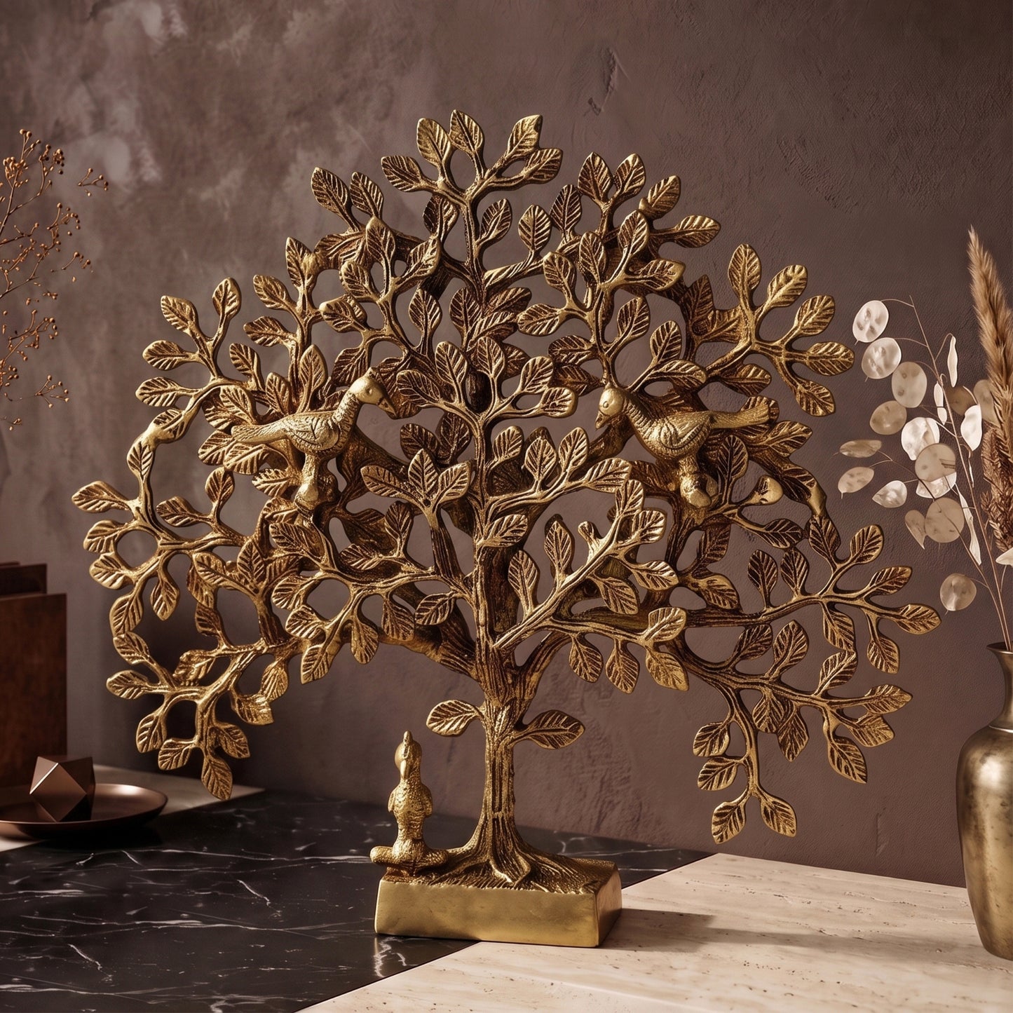 Tree of Life Decorative Brass Home Art with Box