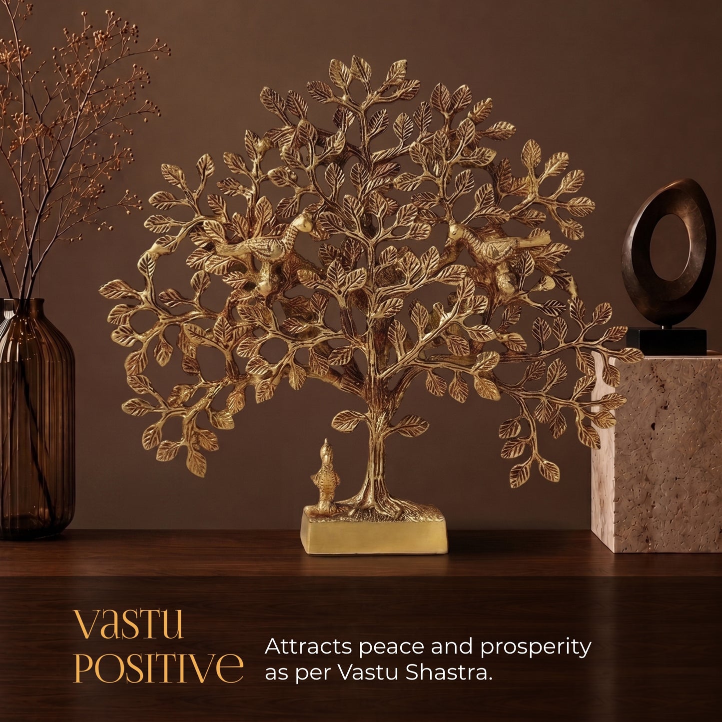 Tree of Life Decorative Brass Home Art with Box