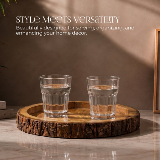 Wooden Bark Serving Trays (Set of 2)