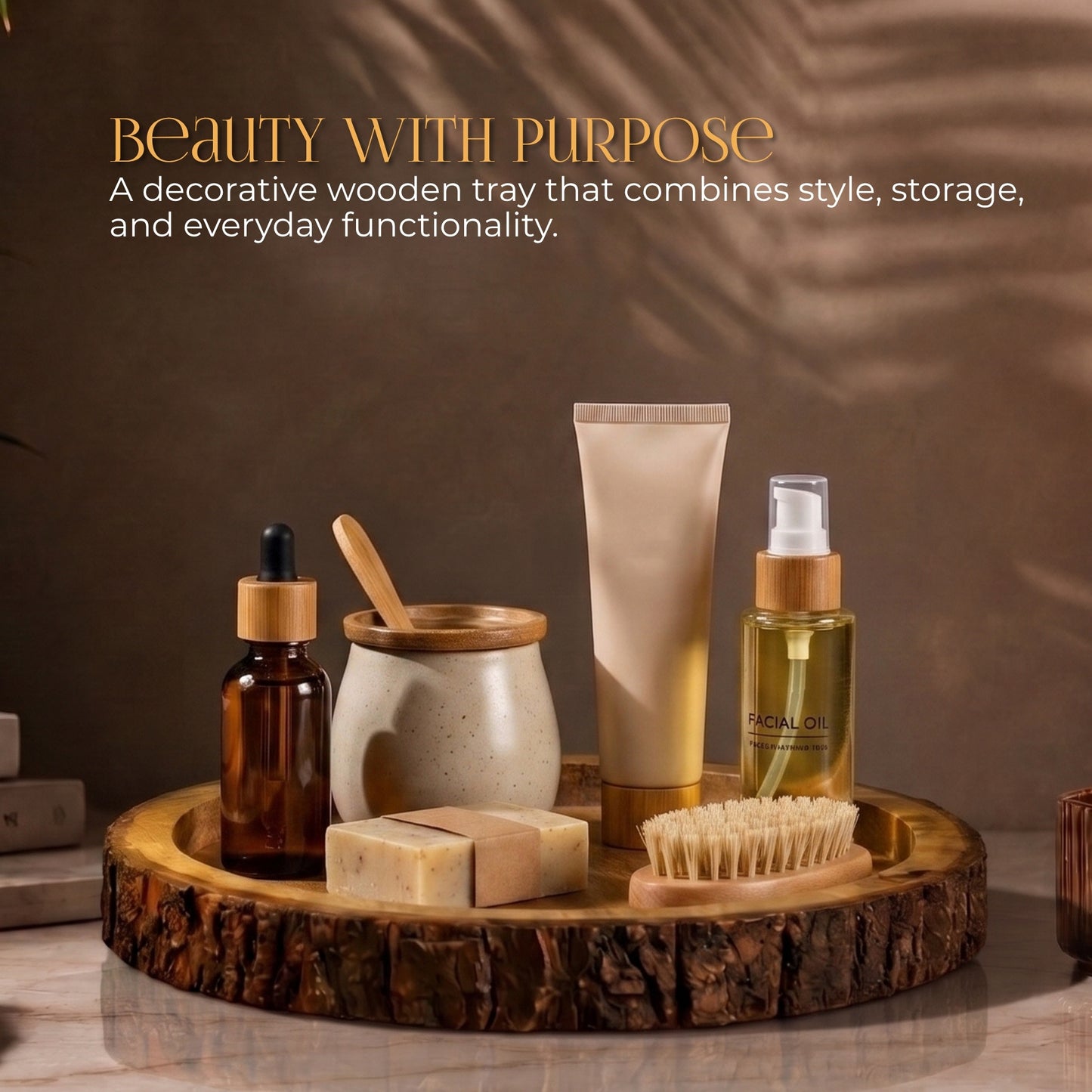 Wooden Bark Serving Trays (Set of 2)