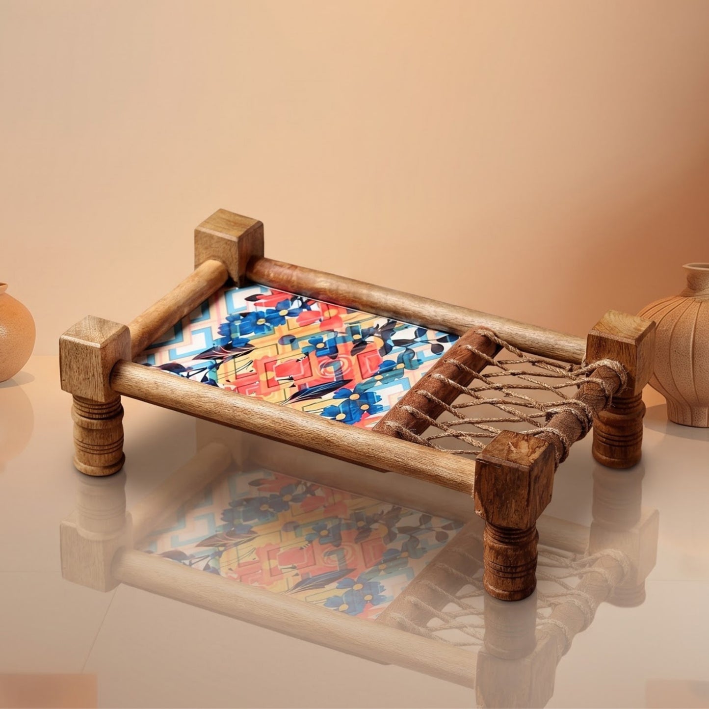 Wooden Khaat Styled Serving Platter