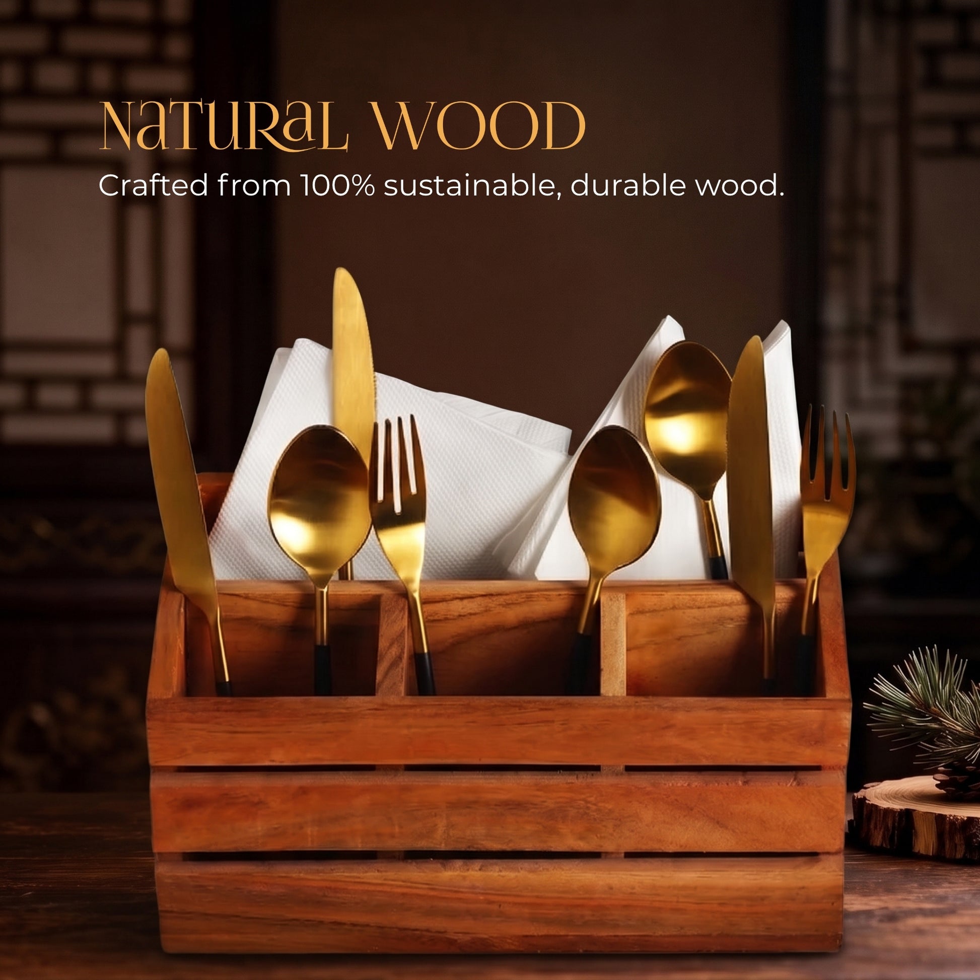 Wooden Kitchen Tools Organizer Holder - handcrafted decor by Yura Designs