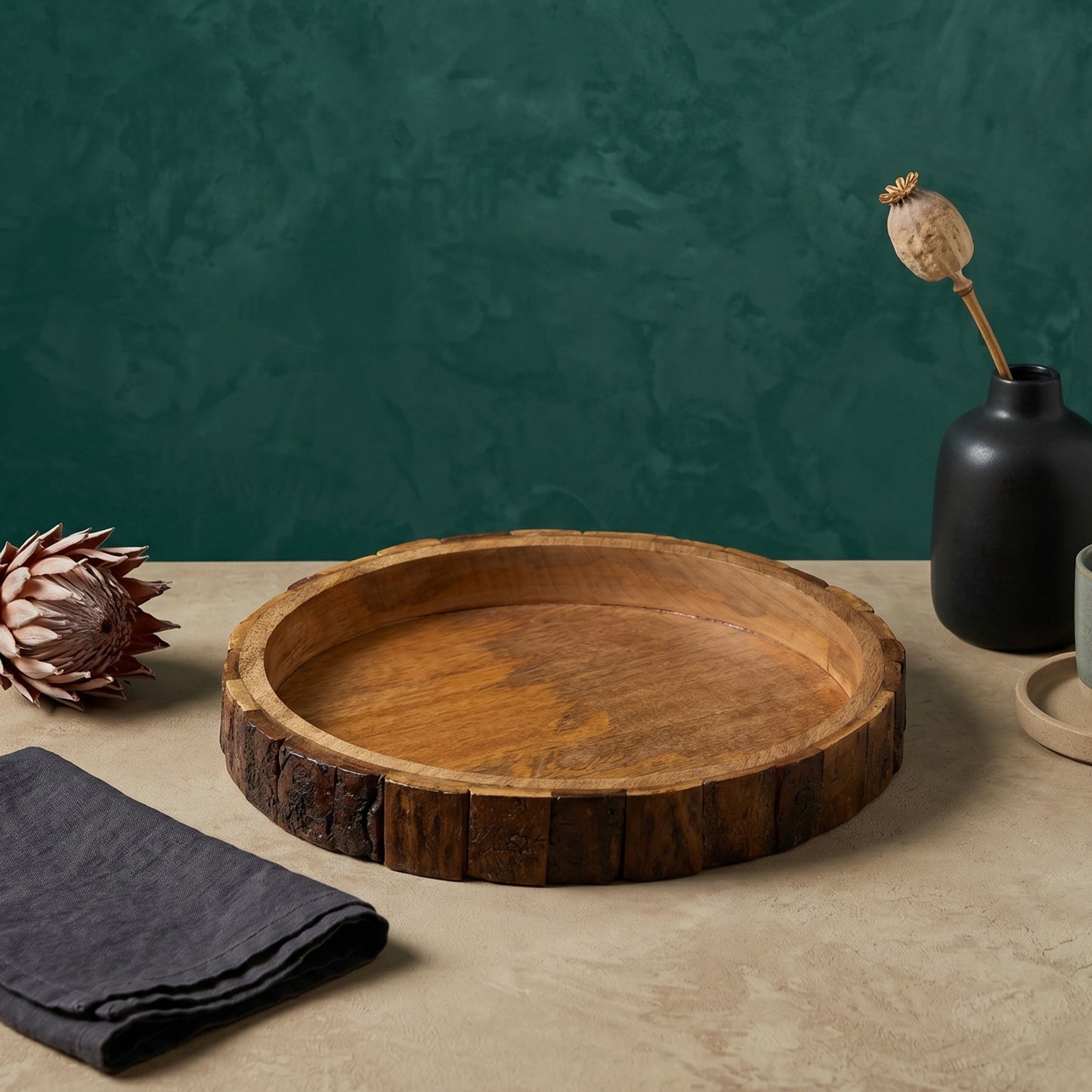 Wooden Bark Serving Tray