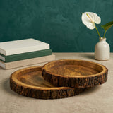 Wooden Bark Serving Trays (Set of 2)