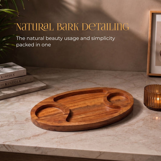 Wooden Serving Platter with Dip