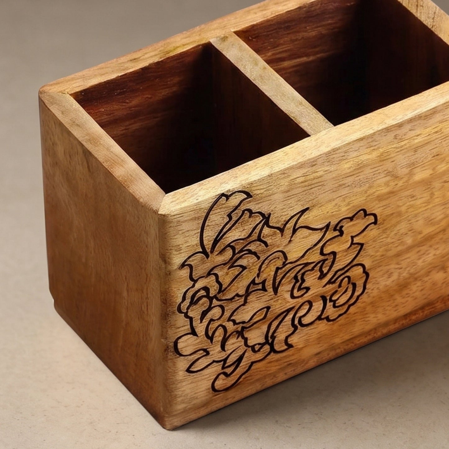 Wooden kitchen tool organizer