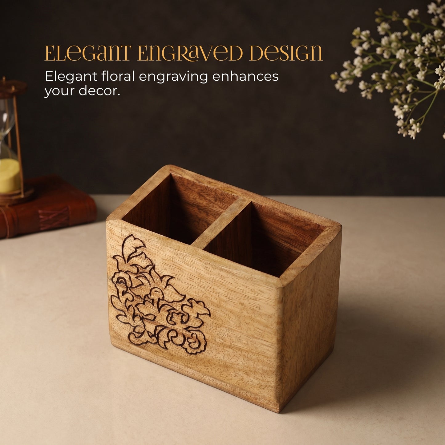 Wooden kitchen tool organizer
