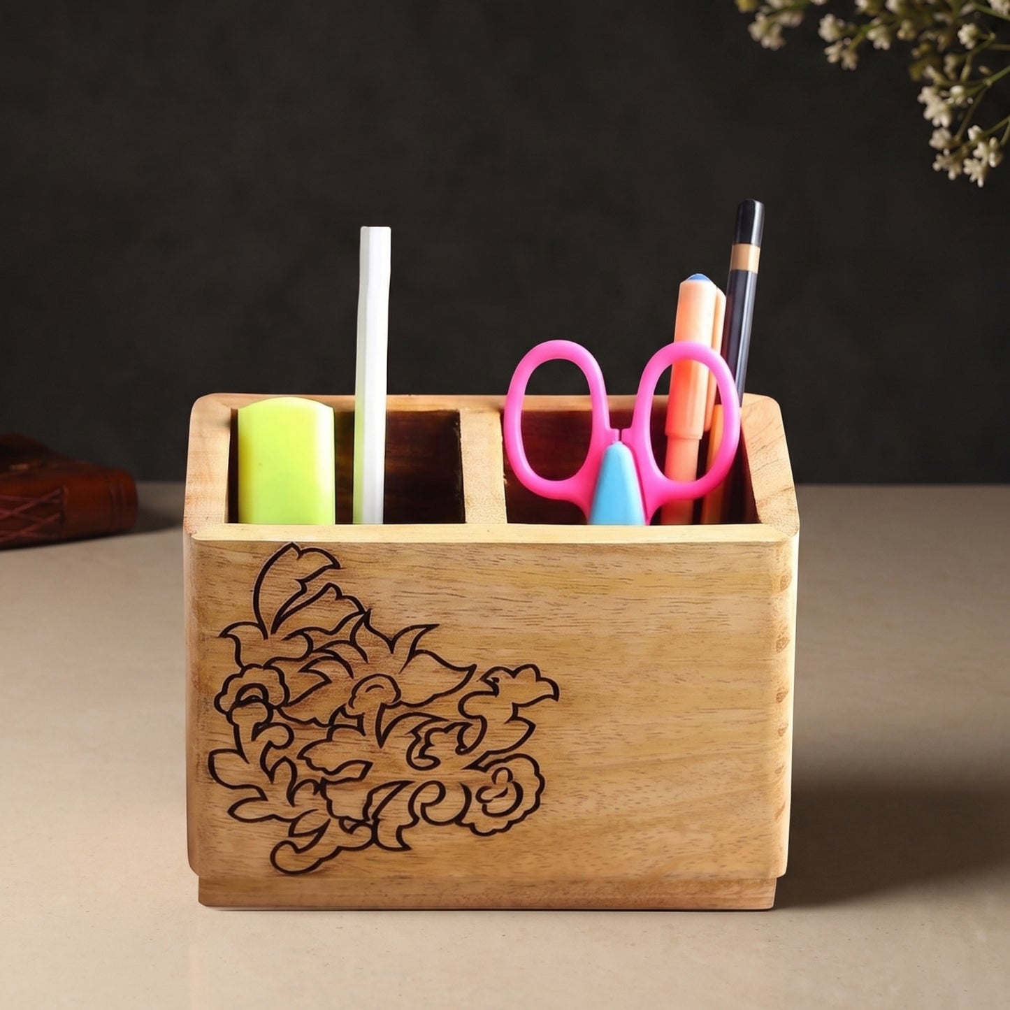 Wooden kitchen tool organizer