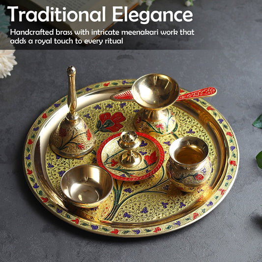 Brass Puja Thali Set - Traditional Grandeur for Every Celebration