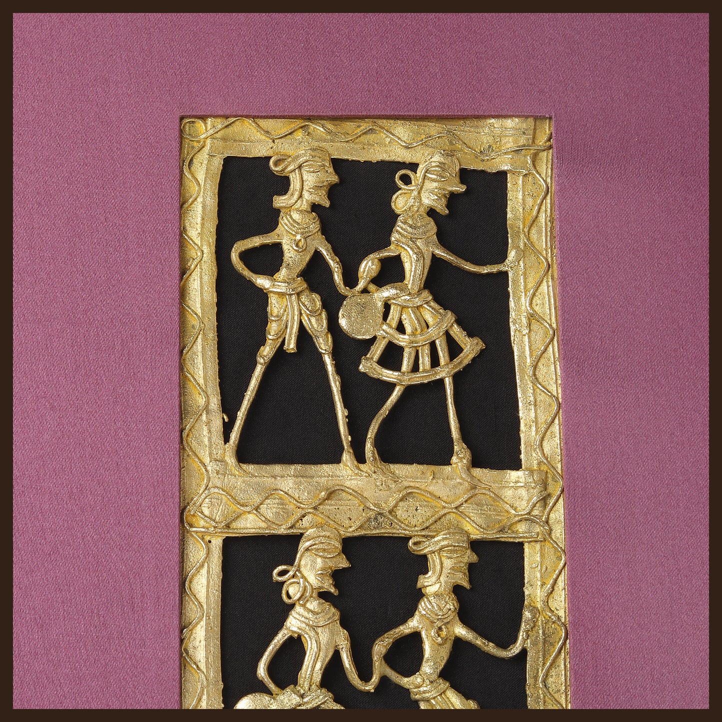Dhokra Wall Art | Handcrafted Brass Tribal Art | Six Dancing Women | 18.2×10.2 inch