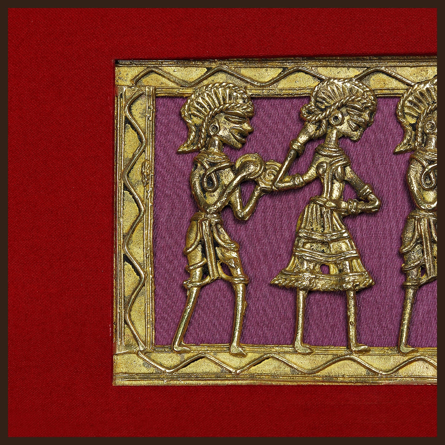 Dhokra Wall Art | Four Tribal Figures in Procession |10×11.6 inch