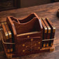 Wooden Pen Stand and Coaster Set in Gold Tree Inlay Design (Set of 12)