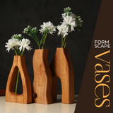 Formscape Wooden Vases – Set of 3 Handcarved Wood Vases